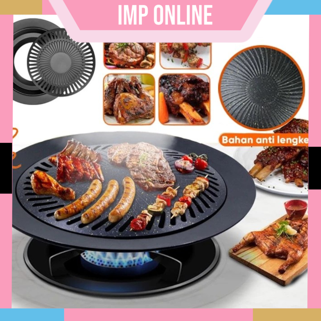 Jual IMP- Panggangan BBQ Bulat 32Cm Ultra Grill Pan Drip Pan Plate Anti ...