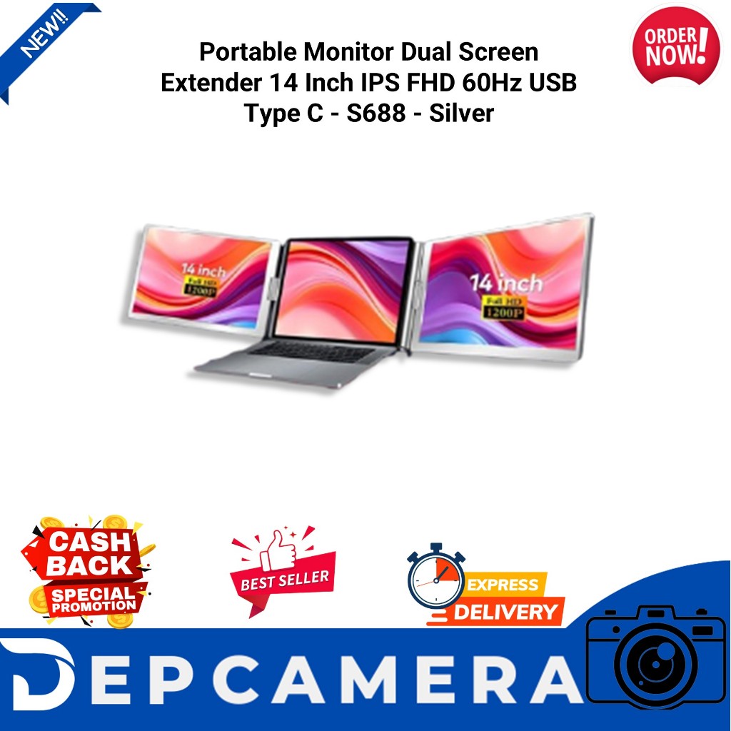 Jual Portable Monitor Dual Screen Extender 14 Inch IPS FHD 60Hz USB ...