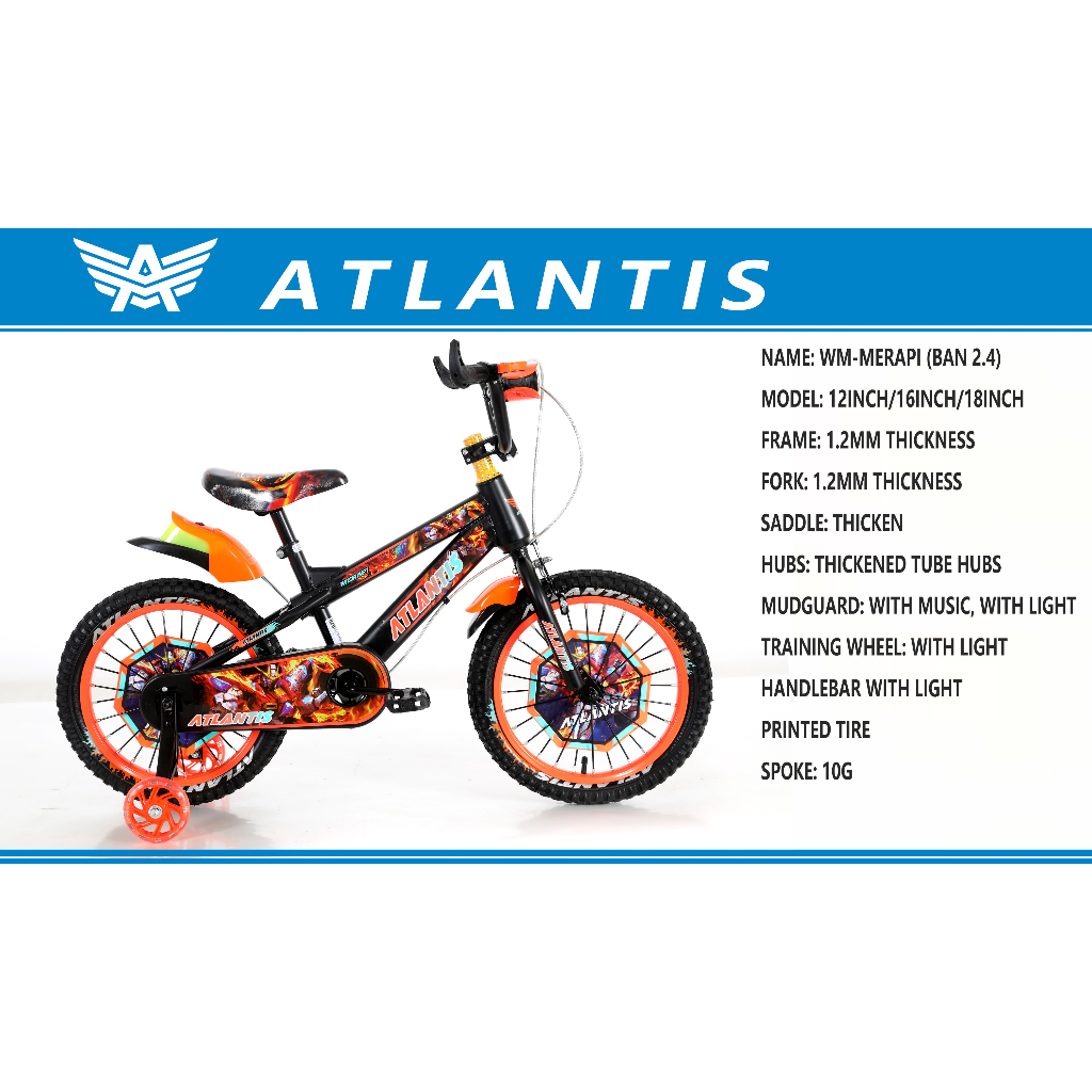 Jual Sepeda BMX Anak Atlantis Merapi Ban Warna Uk 12,16,18 Ban Pompa ...