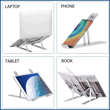 Laptop Stand Holder Portable Lipat Full Alumunium 6 Ketinggian Dudukan Pendingin Laptop Ringan