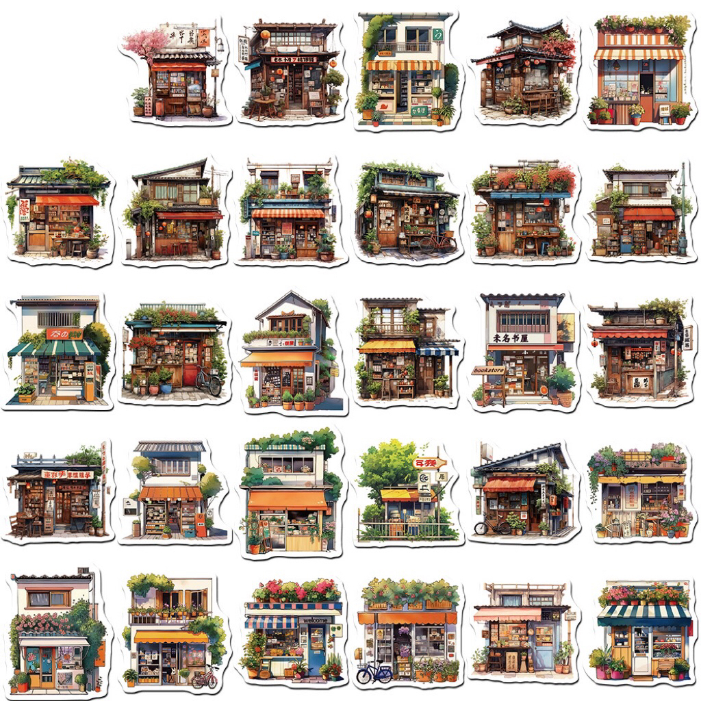 Jual STICKER ISI 55 PCS Vinyl Anti Air - Vintage Store Front Sticker ...