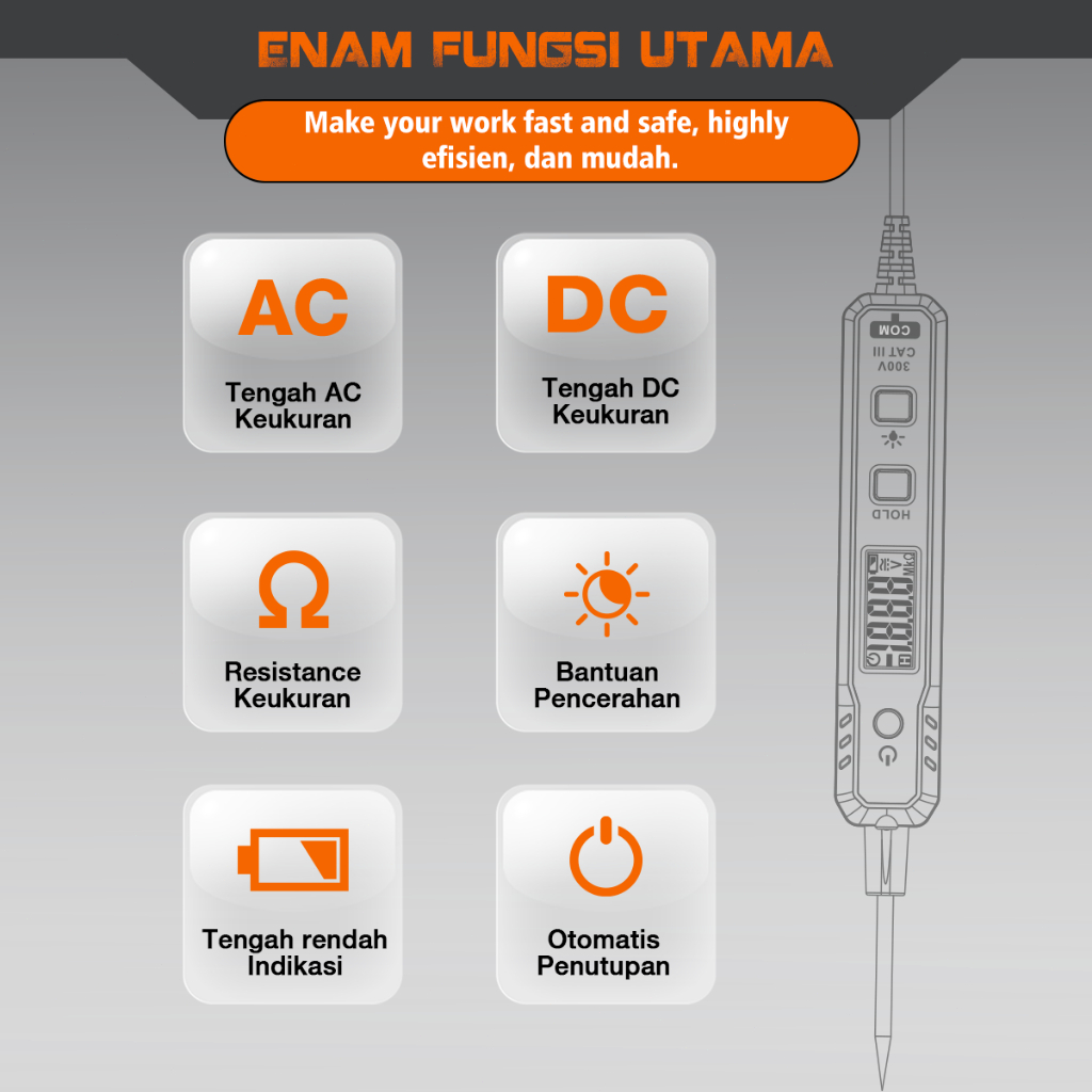Jual HOMTOOLS HM67 Multimeter Tipe Pena 300V AC/DC Alat Diagnosis dan ...