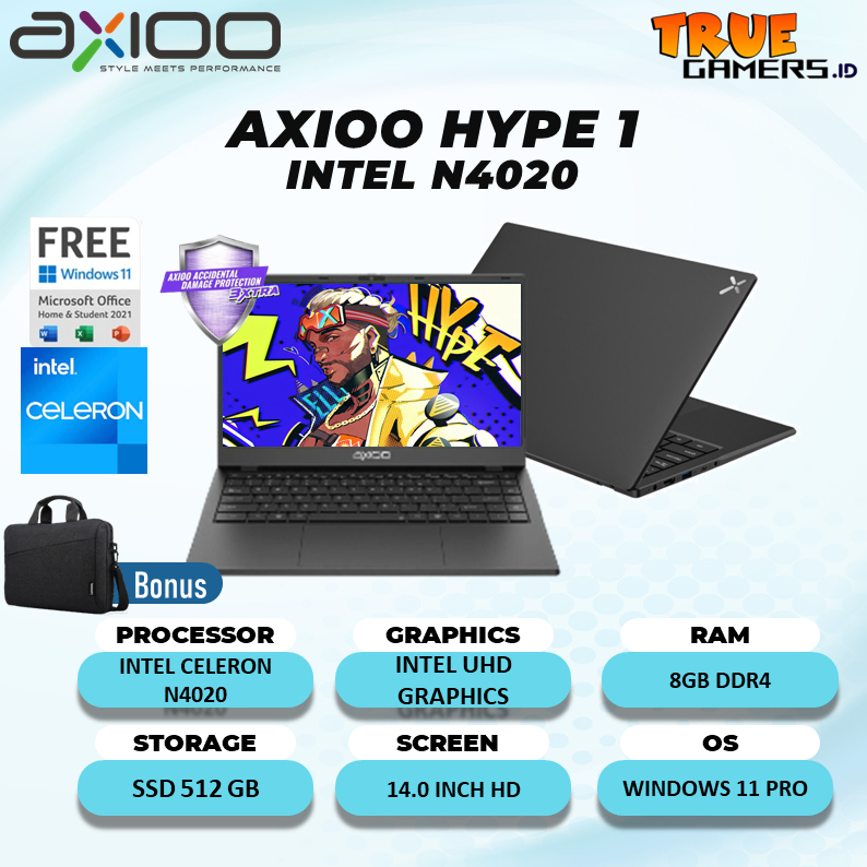 Jual Laptop Axioo Hype 1 Intel Celeron N4020 Ram 8GB Ssd 512GB 14 Inch ...