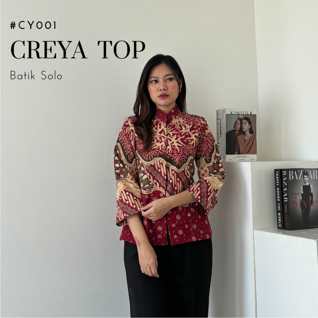 Jual HEM BATIK LENGAN PANJANG WANITA CREYA TOP | Shopee Indonesia