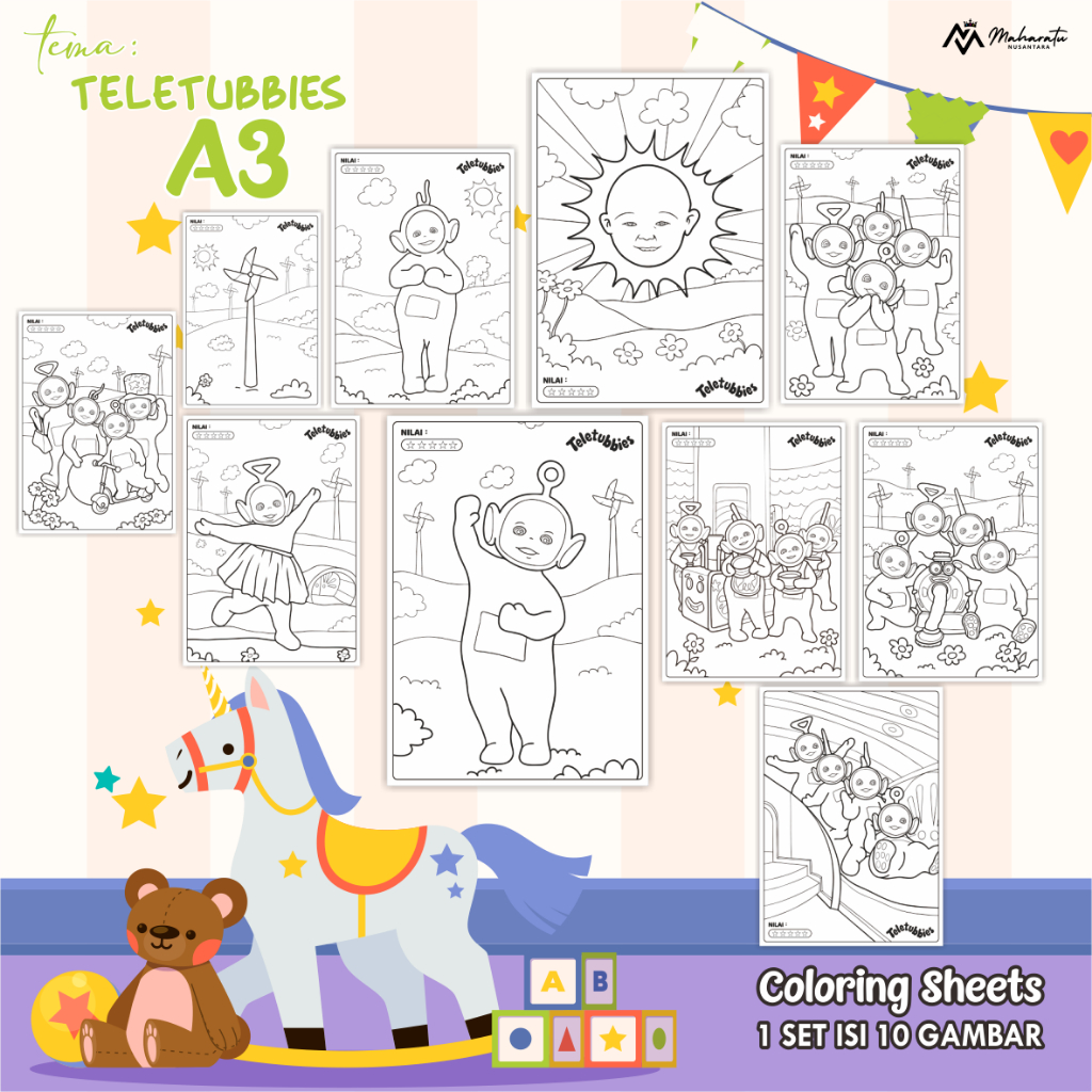 Jual [TELETUBBIES] KERTAS MEWARNAI UNTUK ANAK - LEMBAR GAMBAR ANAK ...