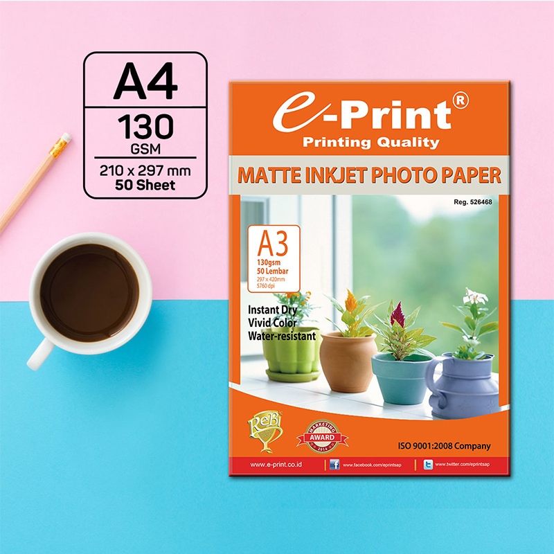 Jual e-Print Kertas Foto Matte Photo Paper Doff Inkjet A3 130gsm ...