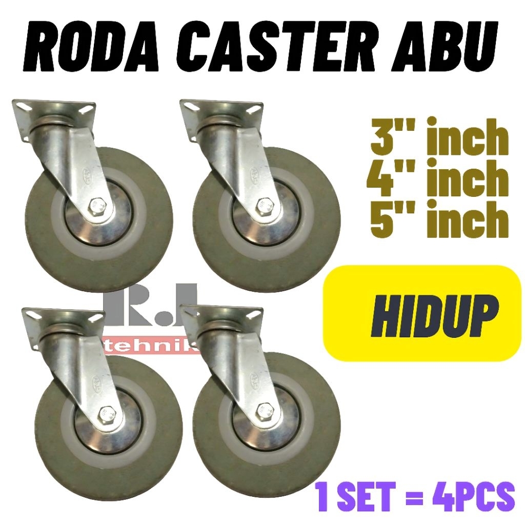 Jual Roda Caster Kastor Karet Abu Abu Hidup Putar Roda Troly Troli ...