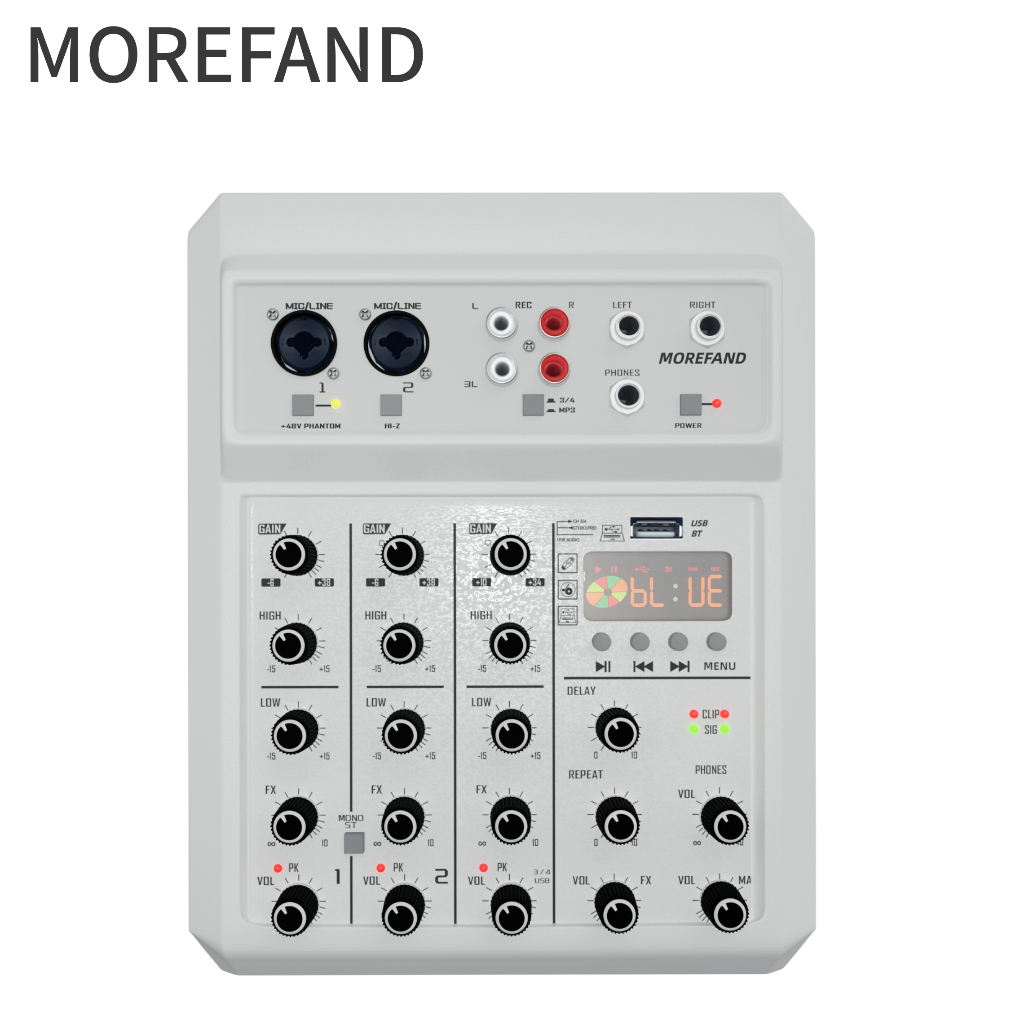 MOREFAND Mixer Audio/mixer 4 chanel murah/mixer audiomixer mini/Professional Soundcard USB USB/PC/MP3 Penguat sinyal USB Penguat KTV Penguat kinerja panggungPenguat  Support Bluetooth/USB/PC/MP3 playback Recording equipmen