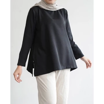 MISTYVORI Tiva Blouse Wanita Lengan Panjang Polos Anti Kusut Baju Atasan Kerja Hijab Casual