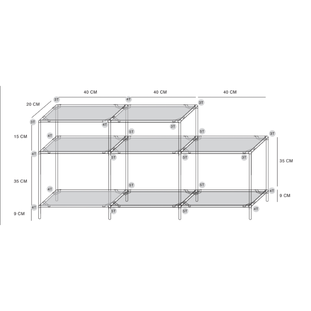 Jual Modulock Long Display Set 120x20x50 cm / Rak Tanaman / Rak Ruang ...