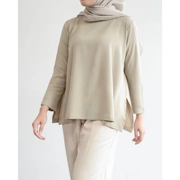 MISTYVORI Tiva Blouse Wanita Lengan Panjang Polos Anti Kusut Baju Atasan Kerja Hijab Casual