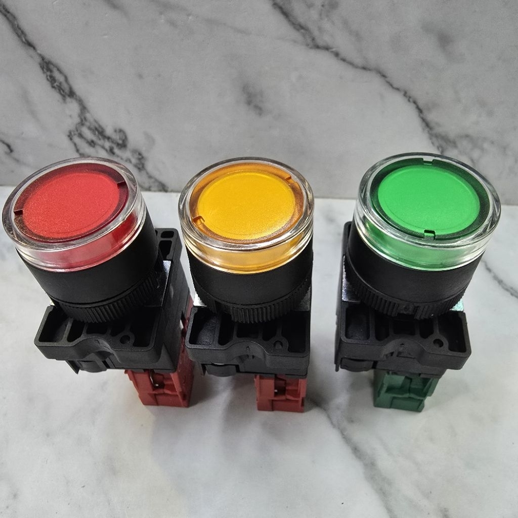 Jual PUSH BUTTON LED ILLUMINATED 22MM 220VAC LB2-EW33.. GREEN RED ...