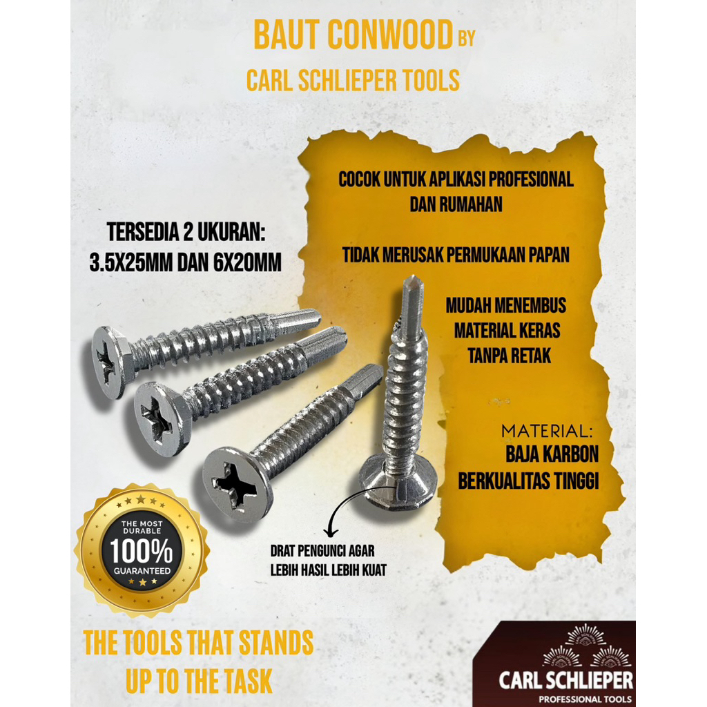 Jual CARL SCHLIEPER Skrup Roofing SDS FH 6X25 / Flat Head Self Drilling ...