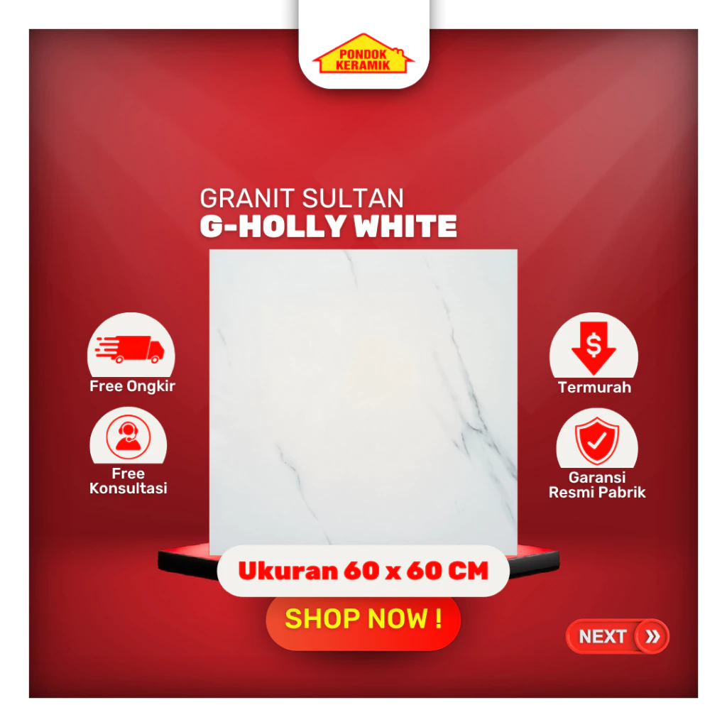 Granit Lantai Sultan 60x60 Holly White Gossy Motif Carara