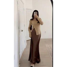 LAVEELAA Rok Satin Mermaid Stretch Pinggang