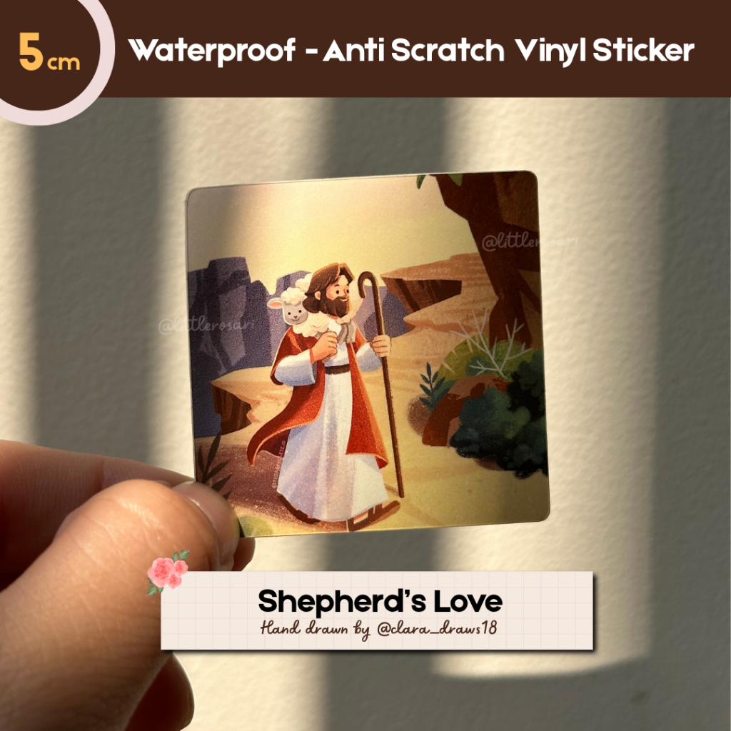 Jual Stiker Katolik Waterproof - Yesus dan DombaNya | Vinyl Anti Gores ...