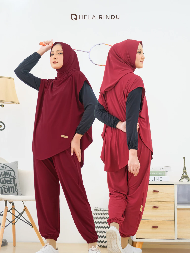 HELAIRINDU Setelan Hijab Olahraga Wanita Slide 4