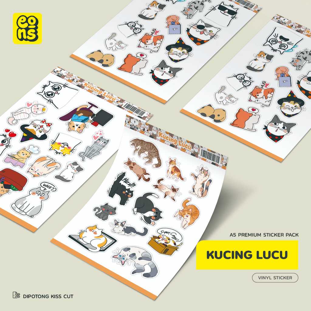 Jual Stiker Pack KUCING LUCU Waterproof Aesthetic- untuk Laptop, Motor ...