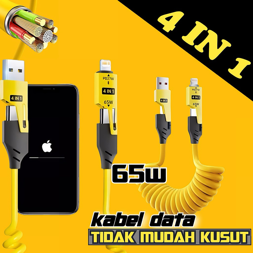 Jual KABEL DATA KABEL FLASHING CHARGER 4 IN 1 WARNA | Shopee Indonesia