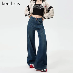 Highwaist Jeans Wanita Celana Panjang Wanita Celana Jumbo Korean Style Celana Kulot Straight