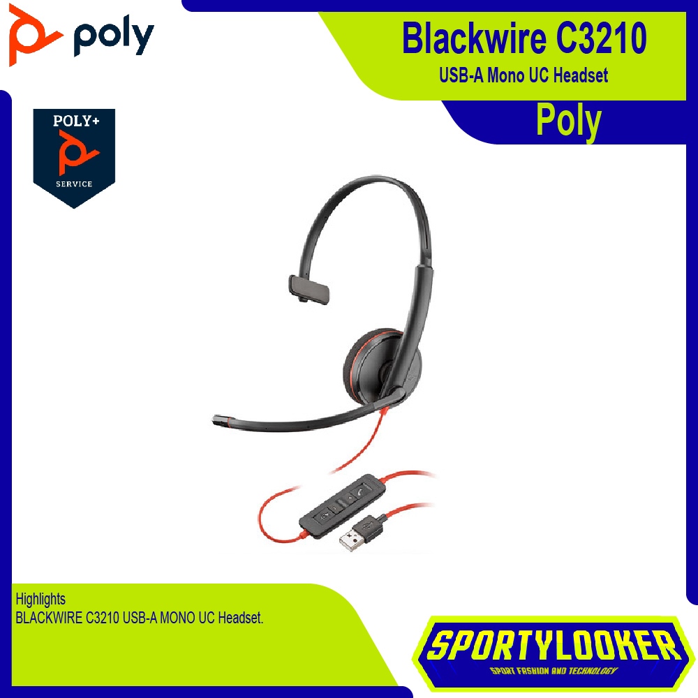 Jual HP POLY Plantronics Blackwire 3210 / C3210 USB Type A Mono Headset ...