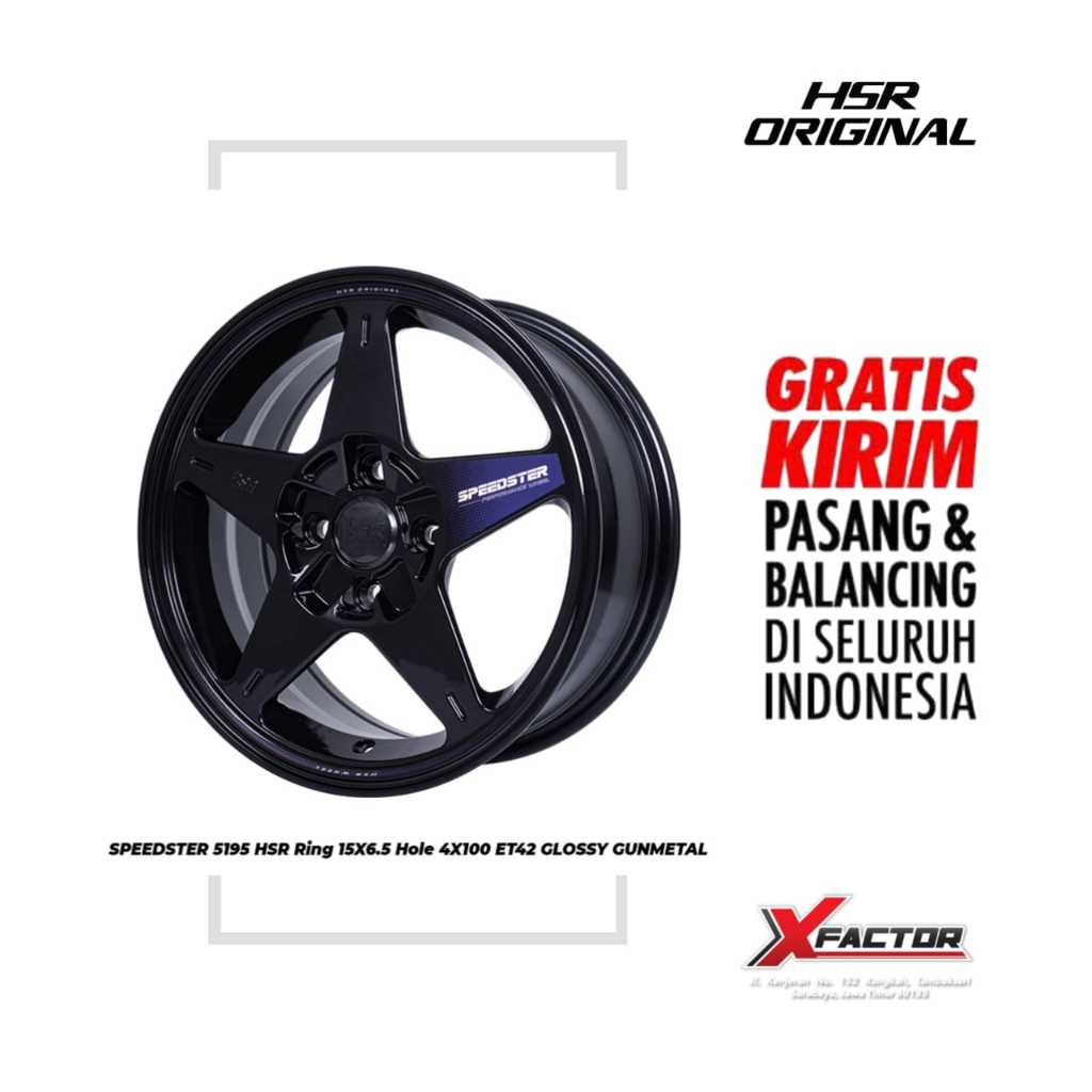 Jual VELG MOBIL HSR R15 HSR SPEEDSTER R15X6,5 H4X100 ET42 GLOSSY GUN ...