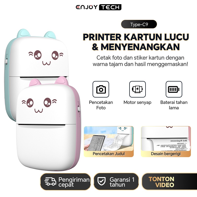 Jual ENJOYTECH Printer Mini Mini Lucu Thermal Printer Bluetooth ...