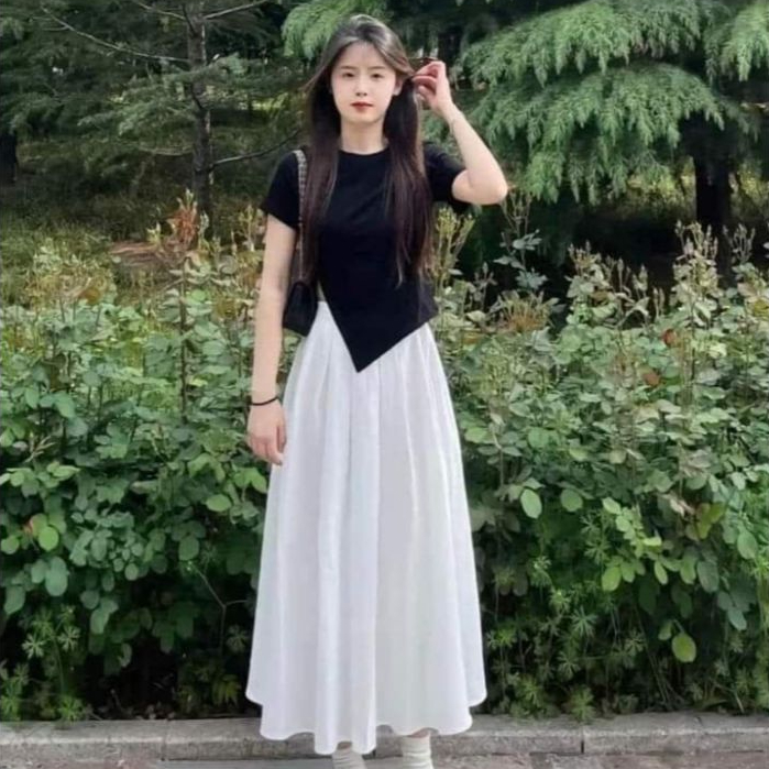 Jual ROK POLOS CASUAL/ outfit daily/ rok mayung panjang/ rok polos ...