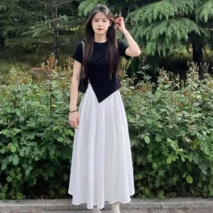 Rok Polos Casual Adem Tidak Nerawang Allsize