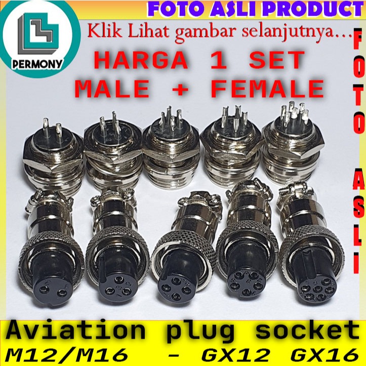 Jual Aviation Plug GX12 GX16 Connector CB Male Female 2 3 4 5 6 7 8 Pin ...