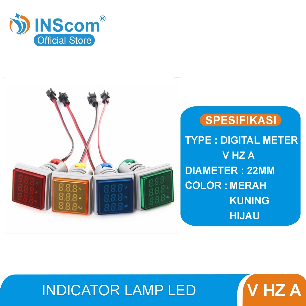 Jual PILOT LAMP LED DIGITAL METER V HZ A / INDICATOR LED VOLT HZ AMPERE ...