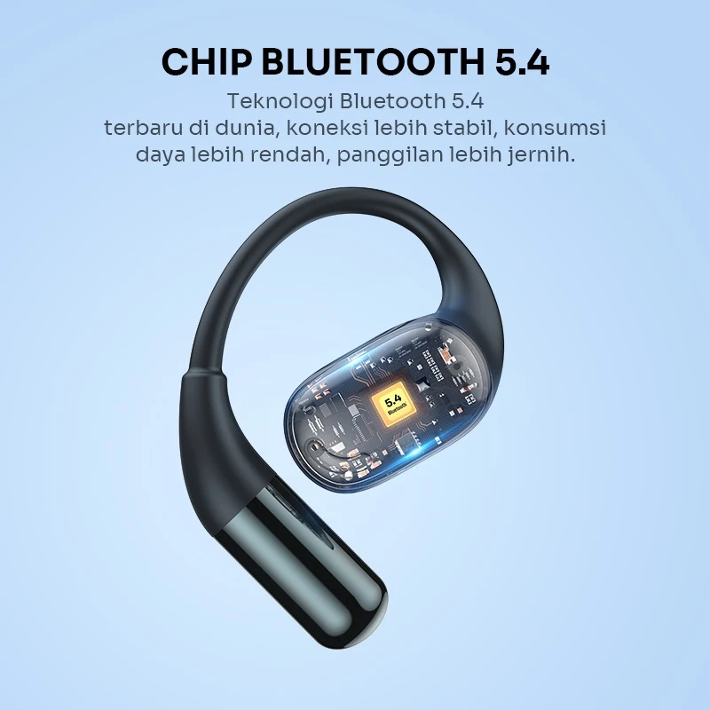 ROBOT True Wireless Open Ear Headphone Earphone Sport Running PlayTime 70 Hours Headset Bluetooth 5.4 Adjustable