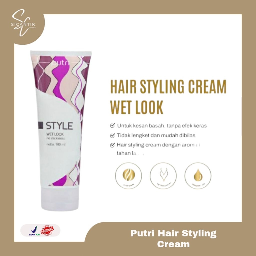 Jual PUTRI WET LOOK HAIR STYLING CREAM 100 ML | KRIM RAMBUT PRIA DAN ...