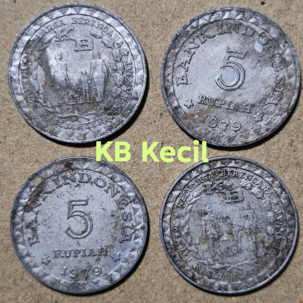 Jual Jelek Koin 5 Rupiah KB kecil tahun 1979 Uang Kuno logam Indonesia ...