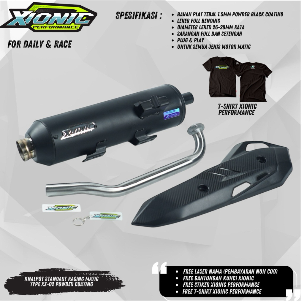 Jual Knalpot Standart Racing Matic Xionic Performance Type XZ-02 Powder ...