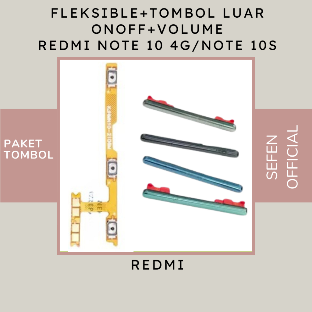 Bouton Power ON/OFF De Remplacement Pour Xiaomi Redmi Note 10 4G / Note 10S - Noir - Neuf