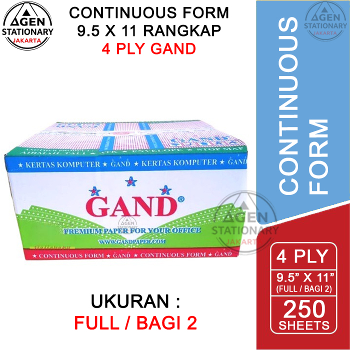 Jual KERTAS CONTINUOUS FORM GAND 9.5 X 11 4 PLY FULL BAGI 2 FAKTUR ...
