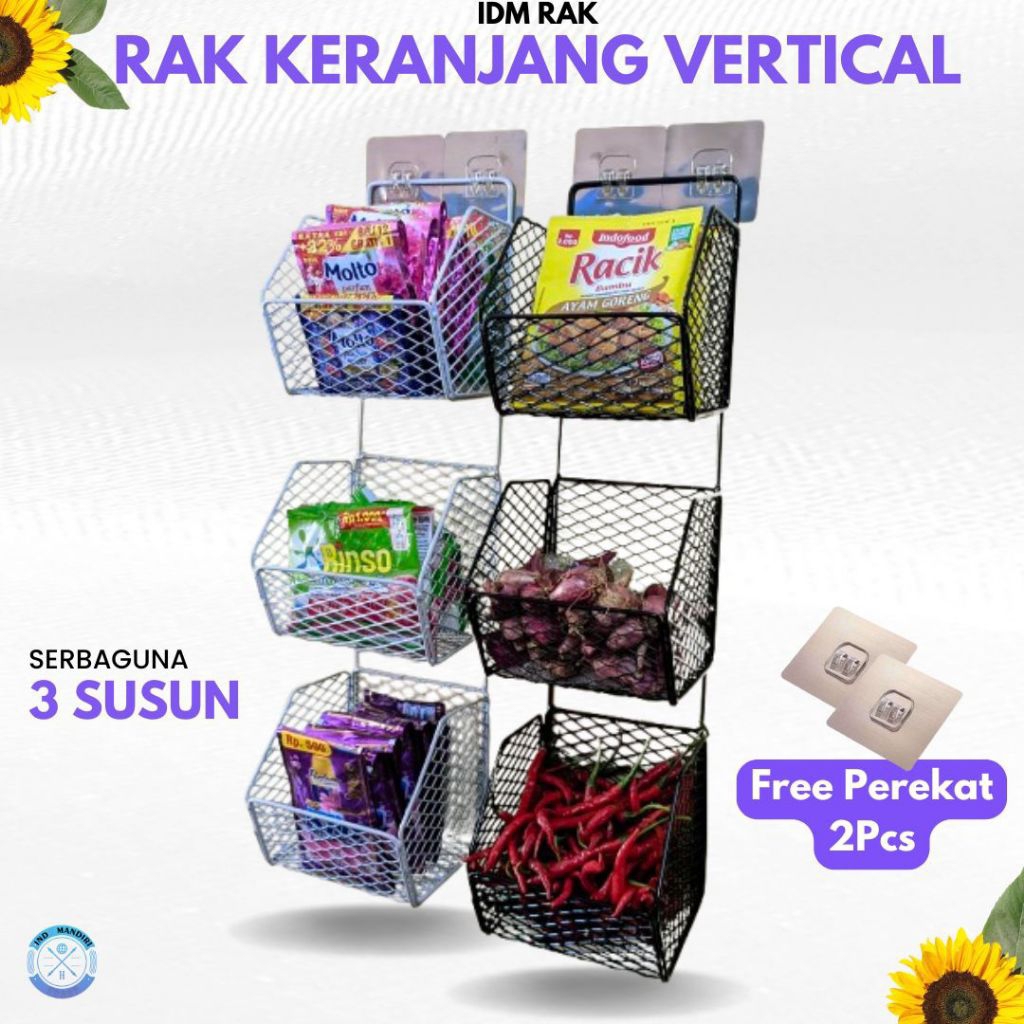 Jual Rak Keranjang Vertikal 3 Susun Rak Keranjang Tempel Vertikal ...