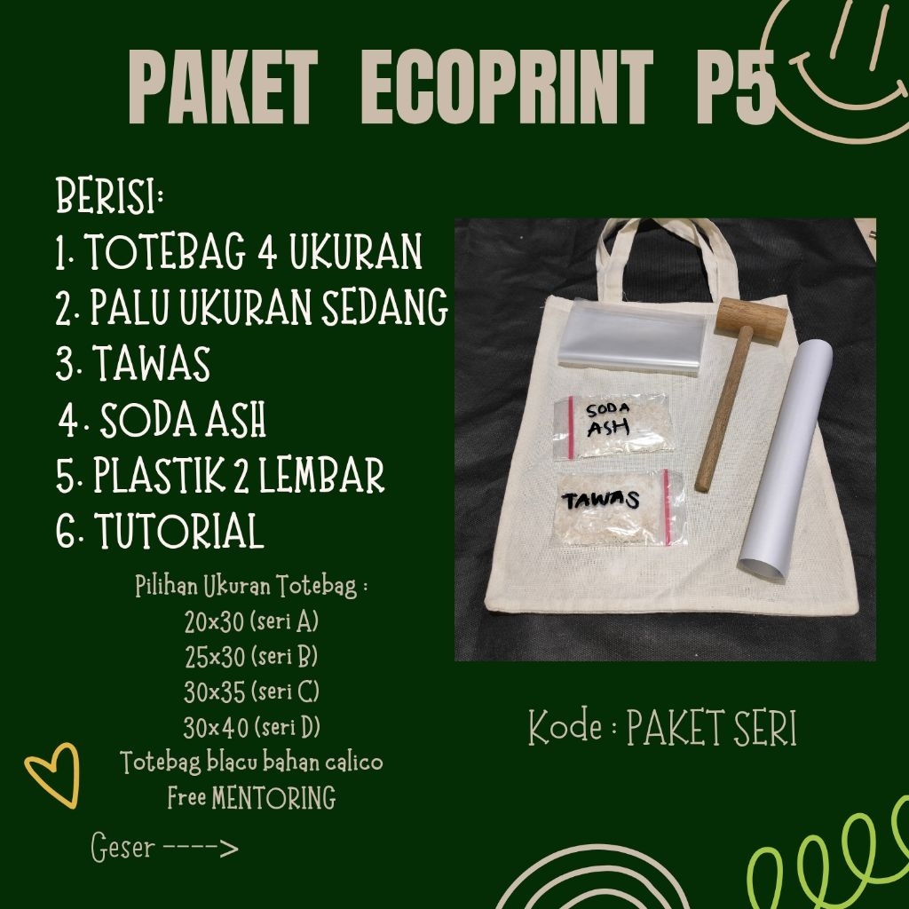 Paket Prakarya P5 Ecoprint - Seri ABCD (4 ukuran totebag)