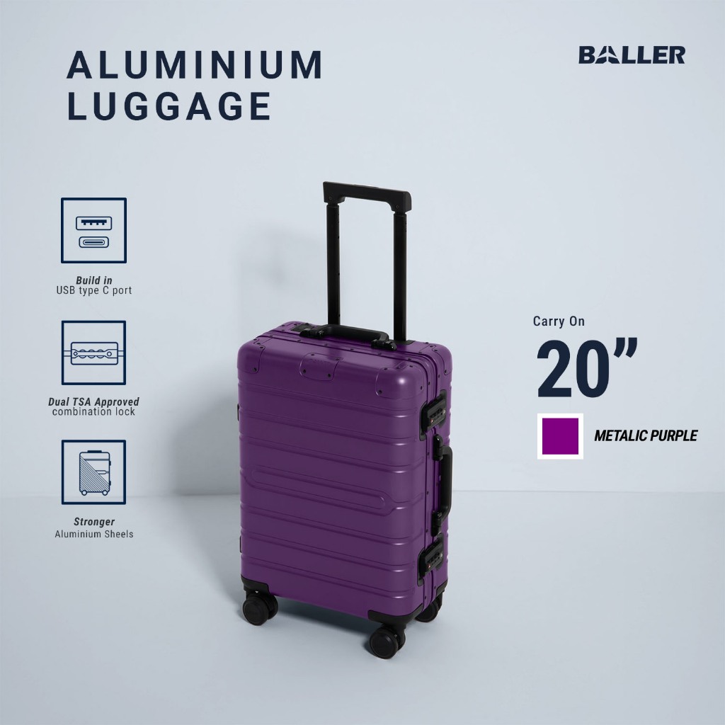Jual BALLER Koper Aluminium Carry On 20 inch Metallic Purple - Koper ...