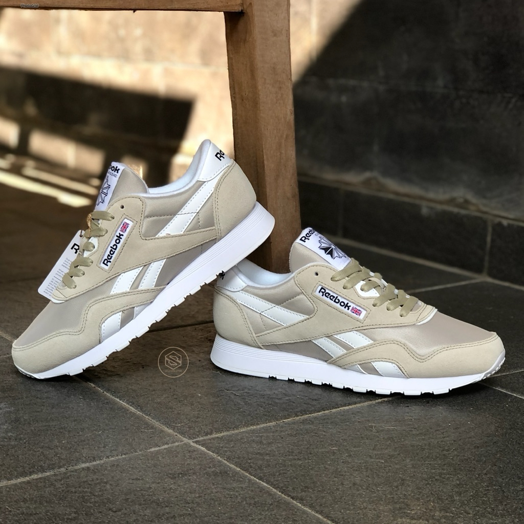 Jual REEBOK CLASSIC CL NYLON LEATHER BEIGE CREAM WHITE GREY ORIGINAL ...