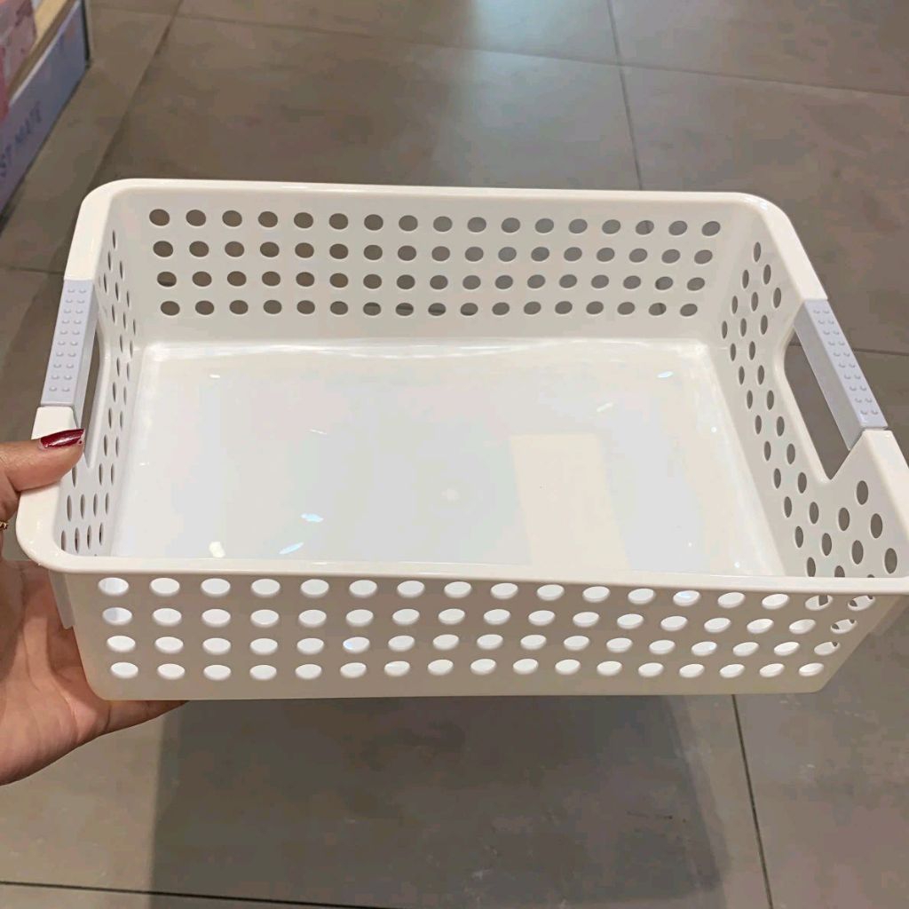 Jual Miniso Storage Box with Handle (Short Version, L) (White ...