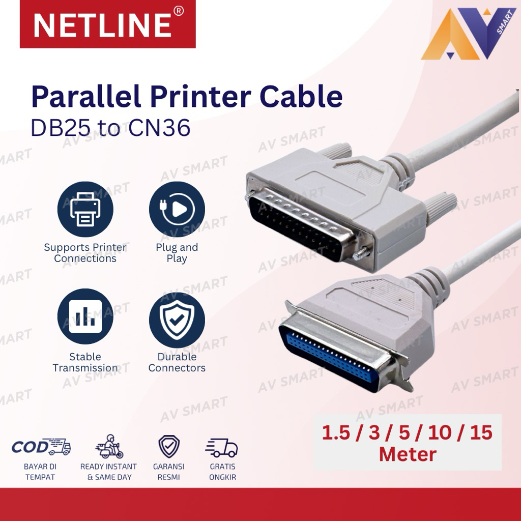 Jual Netline Kabel Printer Paralel DB25 to CN36 1.5 / 3 / 5 / 10 / 15 ...