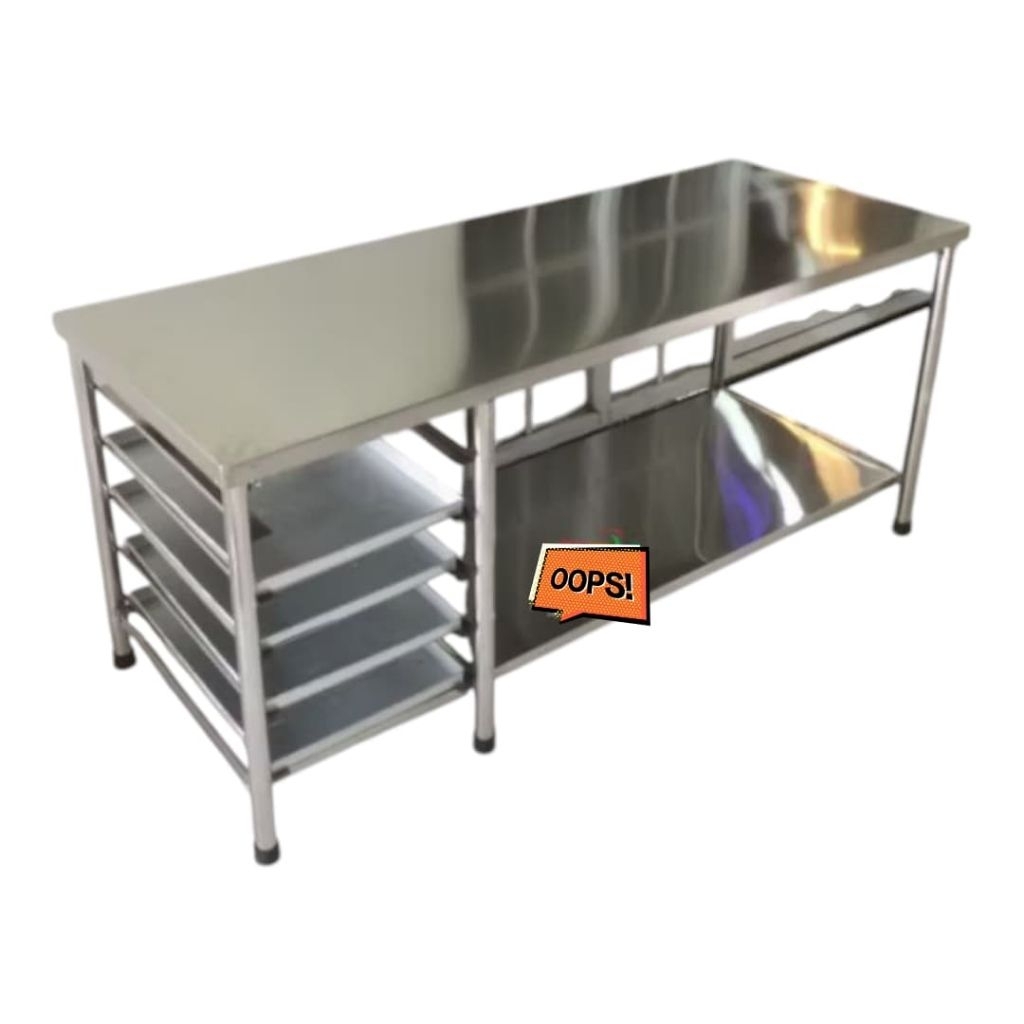 Jual MEJA BAKING STENLIS JUMBO RAK 200x70x80cm KNOCKDOWN FREE 4 LOYANG ...
