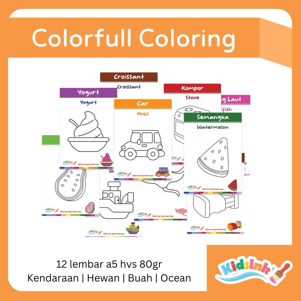Jual KIDSINK Mainan Edukasi Colorful Coloring Page / Lembar Mewarnai ...