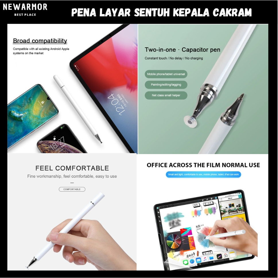 Jual Pena Layar Sentuh Kepala Cakram Pena Pengeditan Plastik Pena ...