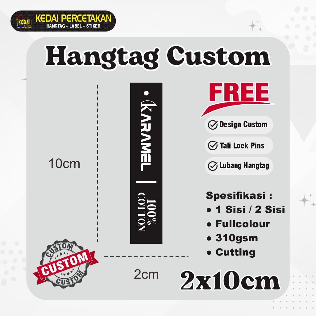 Jual HANGTAG 2x10CM hantag aksesoris handtag Souvenir hangtag Custom ...