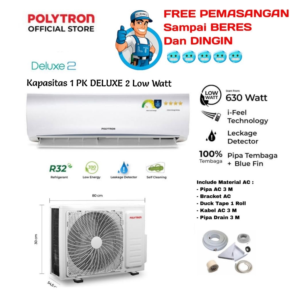 Jual FREE PEMASANGAN! AC Split POLYTRON 1 PK - DELUXE 2 PAC-09VH ...
