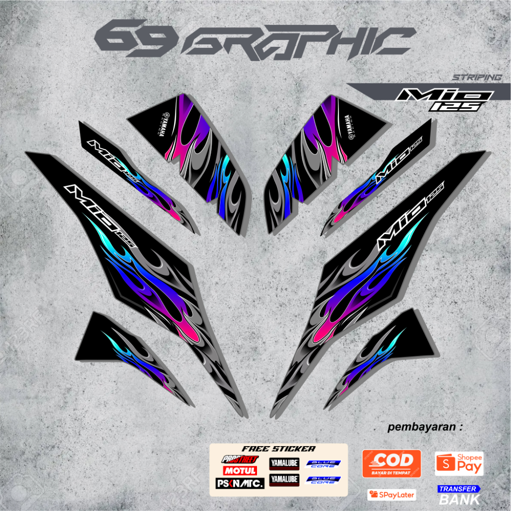 Jual STRIPING MIO M3 VARIASI API GLOSSY BY 69graphic | Shopee Indonesia