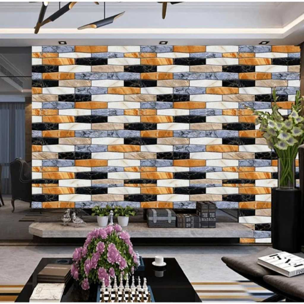 Jual Wallpaper Sticker Dinding Motif Bata Kombinasi 3D Panjang 8 Meter ...